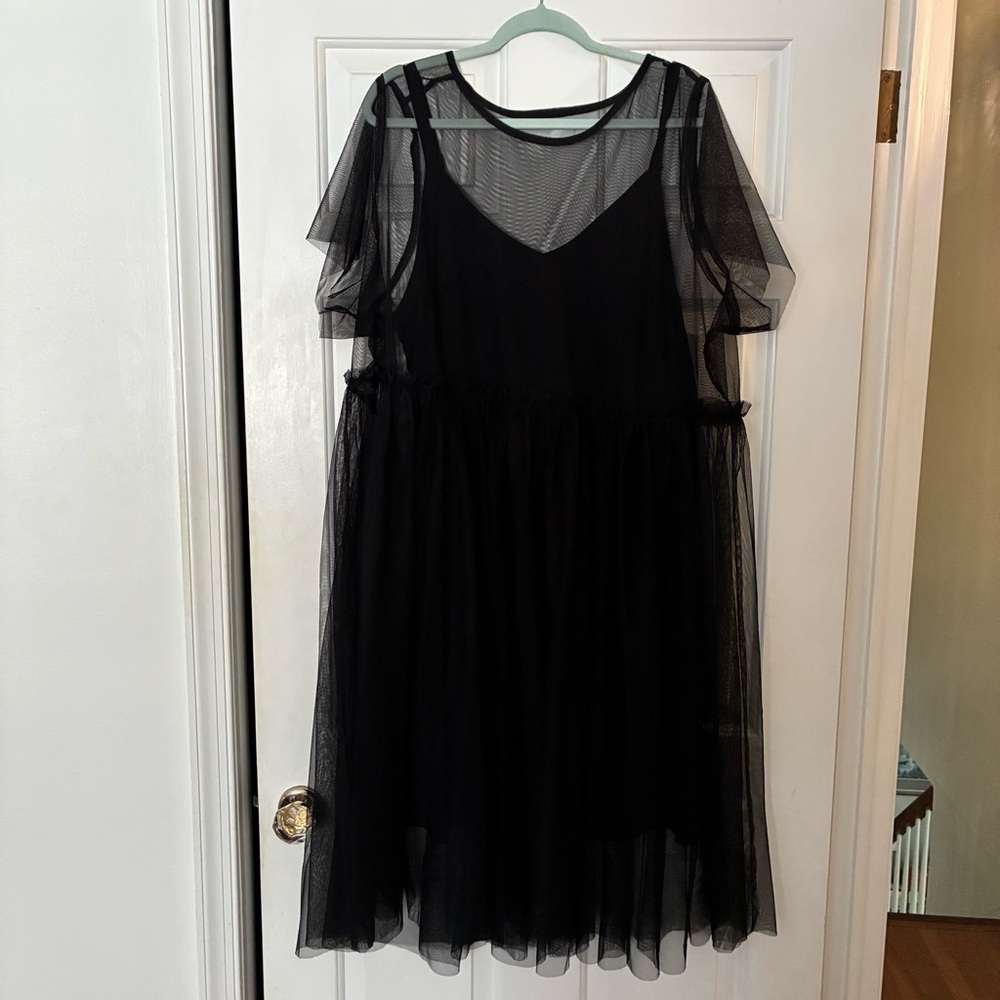Torrid Elegant Black Mesh Overlay Midi Skater Dress 3X - Picture 3 of 10